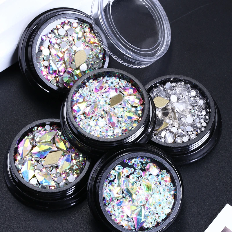 

Boxed fashion Nail Art Decoration Rhinestones crystal Non Hot Fix Flat Back Strass stones for DIY craft 3D Nail Art Glitter