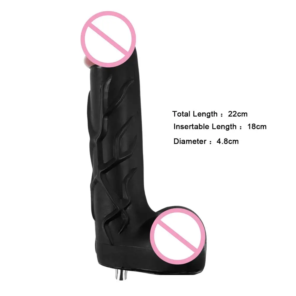 ANNGEOK Huge Long Sex Machine Dildo Attachments Black Realistic Thick Men Penis Sex Toy Machine Gun Accessory AN-S10