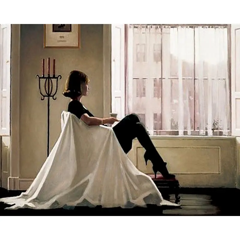 

RUOPOTY Pictures By Numbers woman in front of the window DIY Oil Painting By Number Flower Modern Wall For Handmade Home Decor