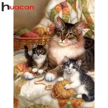 

Huacan 5D Diamond Painting Animal With Square Round Stones Diamond Mosaic New Arrival Cat Diamond Embroidery Cross Stitch Kit
