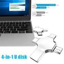 4 в 1 умный USB накопитель Высокоскоростная передача данных Портативный для iOS Android type C USB флешка S888