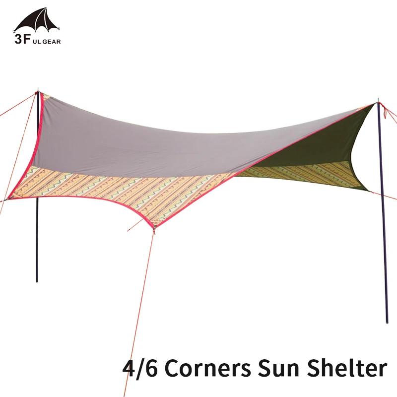 3F UL GEAR открытый 4/6 углов солнцезащитный чехол 210D ткань Оксфорд 5х6 м тент для