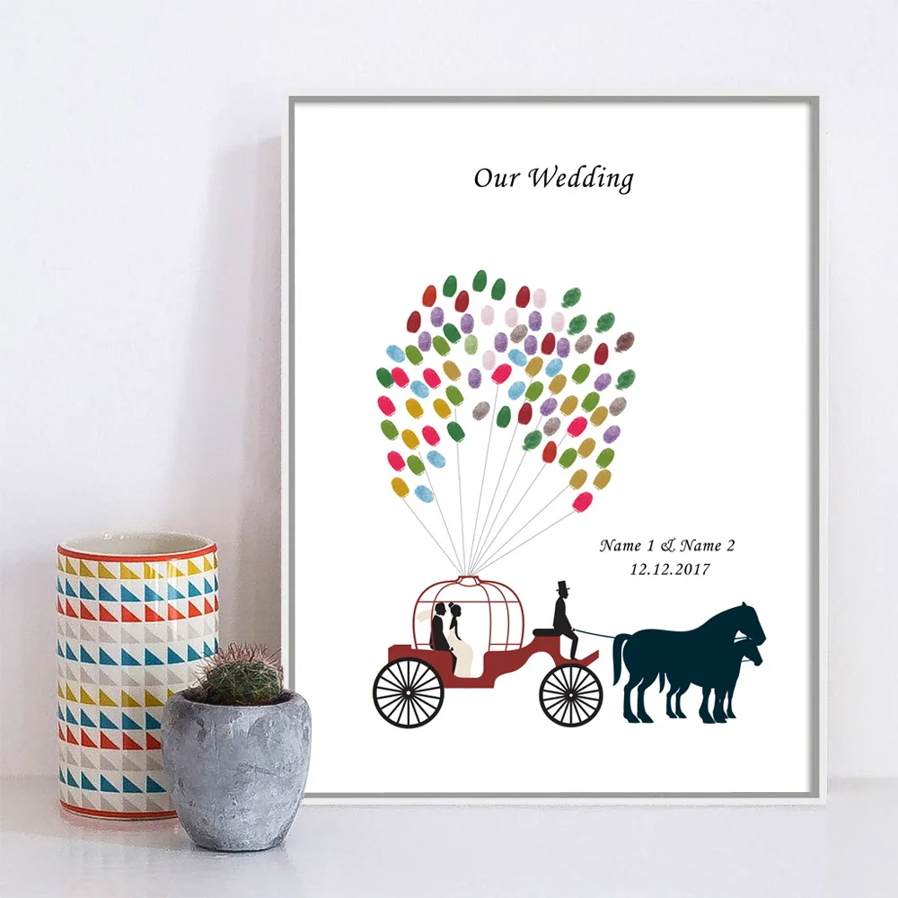 

Personalized Wedding Signature Guest Books Wedding Fingerprint Sign Wedding Anniversary Guest Book DIY Fingerprint Painting