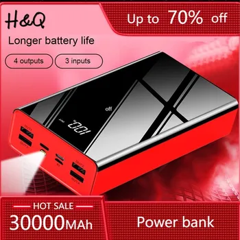 

30000mAh Power Bank For iPhone 11 3Input 4 Output Portable Charger External Battery USB PowerBank For Xiaomi mi Samsung