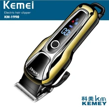Kemei электрический триммер для волос KM-1990 электрическая машинка для стрижки волос масляная голова Стрижка бороды Триммер Регулируемое лезвие перезаряжаемый ЖК-дисплей