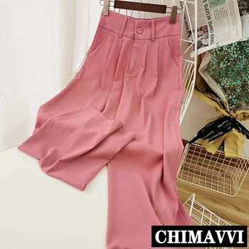 

Chiffon Wide Leg Pants Solid Color Female 2020 New Summer High-Waisted Drape Pants Thin Loose Straight Trousers Women