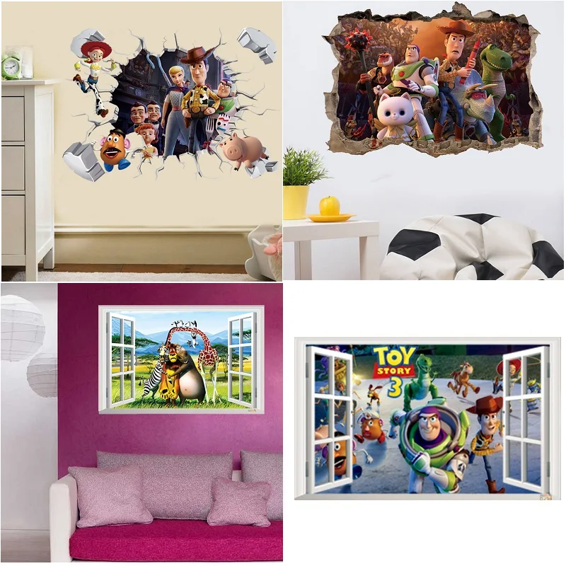 Cartoon Toy Family story wall stickers for kids rooms home decor children wall Decals Poster Murals for kids Gift