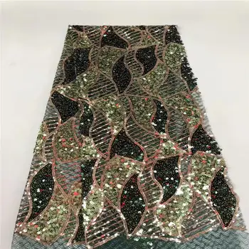 

Green sequin lace fabric high quality african lace fabric 2019 embroidered tulle net lace french fabric for wedding pink Black