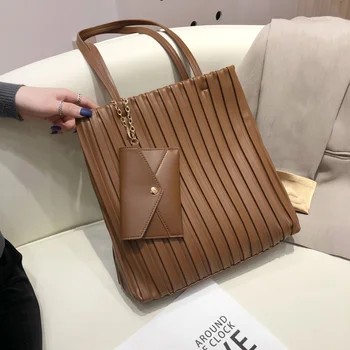 

Folds Design Retro Large-Capacity Bag Women's Bag 2020 New Style Fashion All-Match Simple Shoulder Bag Tote Bag