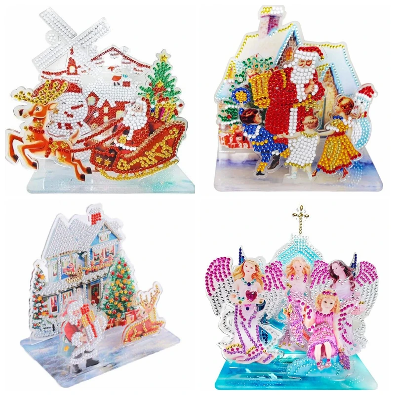 3D Crystal Gifts 8pcs Christmas Ornaments Set Photo Cube Crystal Gifts Crystal Photo Frame