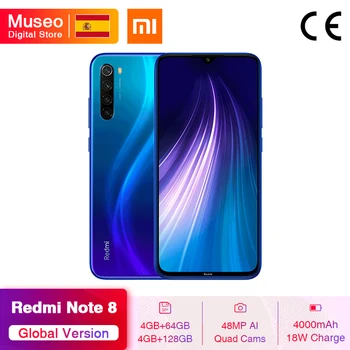 Перейти на Алиэкспресс и купить Смартфон Xiaomi Redmi Note 8, 4 Гб + 128 ГБ, 4 камеры 48 МП, Snapdragon 665 восемь ядер, 6,3-дюймовый экран FHD, 4K видео, версия Gloabl