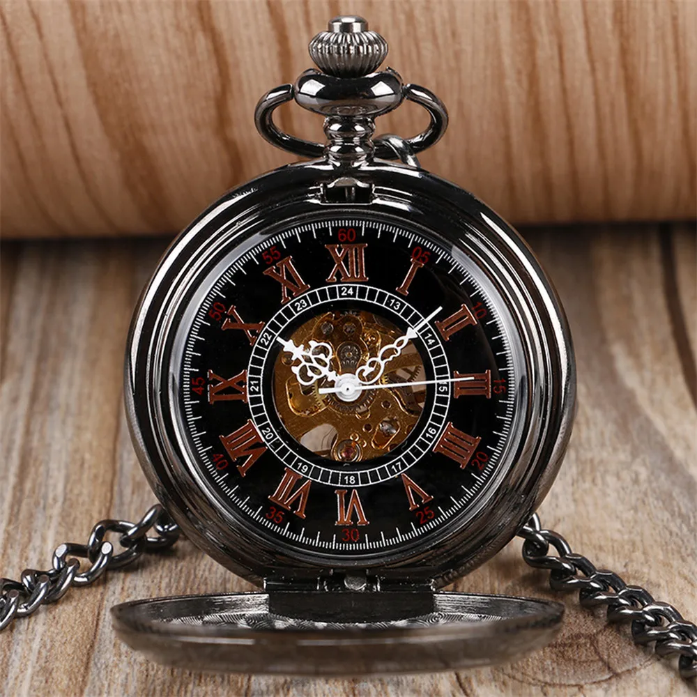 relógio de bolso mecânico numerais romanos display