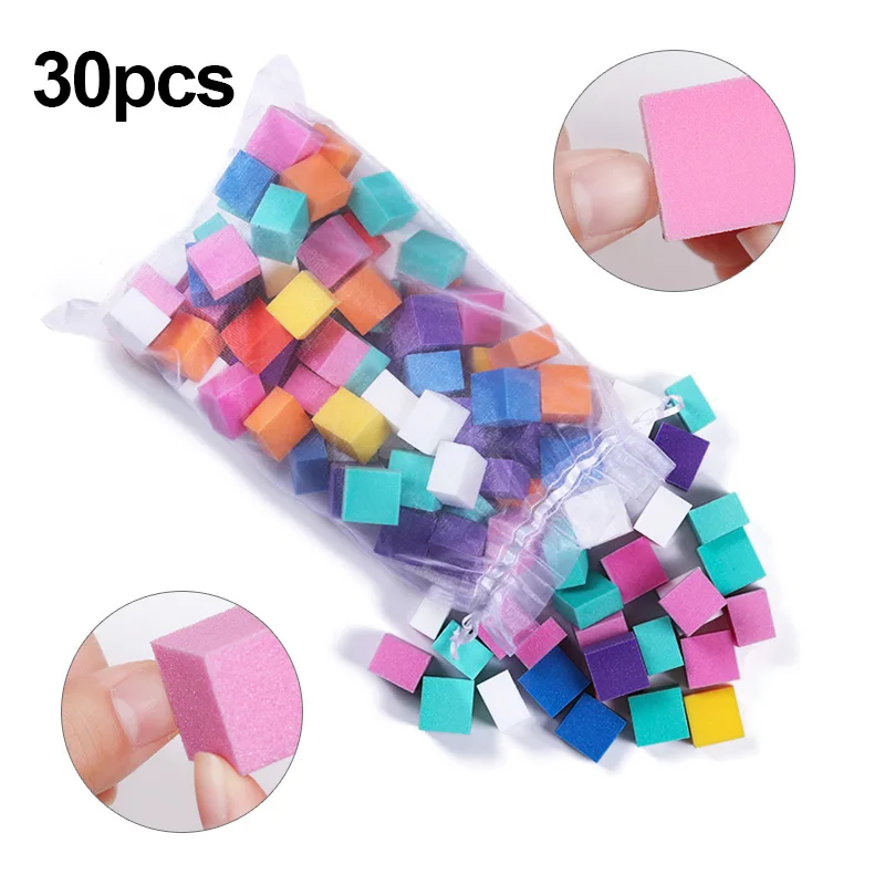 30pcs colorful 50/20/шт. Пилка для ногтей для УФ-гель-лака для маникюра, педикюра, шлифовального шлифования, белого и розового цвета, буферный блок для ногтей, инструмент для дизайна ногтей - Цвет: 30pcs colorful
