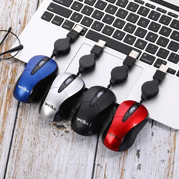 

Webber Weibo Retractable Cable USB Wired Mouse Mini Family Desktop Notes Computer Mouse