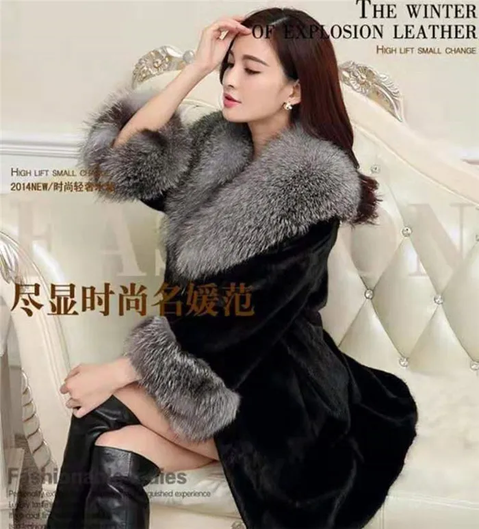 Autumn Winter Thick warm jacket New Imitation Fox fur Coat Female Section Fake Fur Plus size loose Coats Women Overcoat ok374
