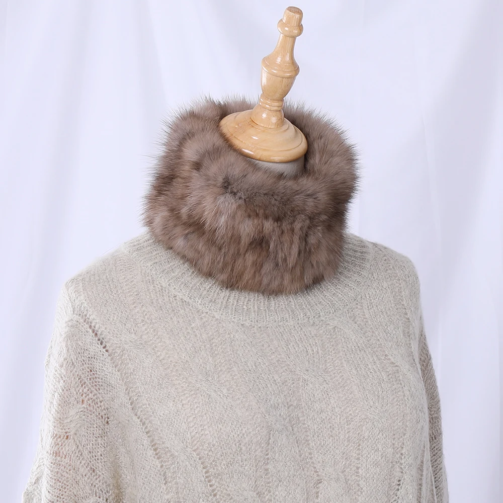 

Highend Quality Women's 100% Real Sable Fur Knitted Infinity Scarf Scarve Lady Ring Scarfs Neckwarmer Headbands Cowl Elastic