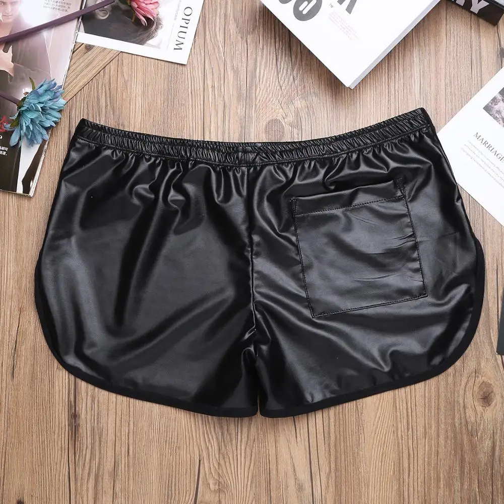 Faux Leather Board Shorts Mens Beach 