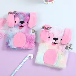 Carnet de notes A5 en peluche, mignon, avec serrure, agenda, papeterie, organisateur 