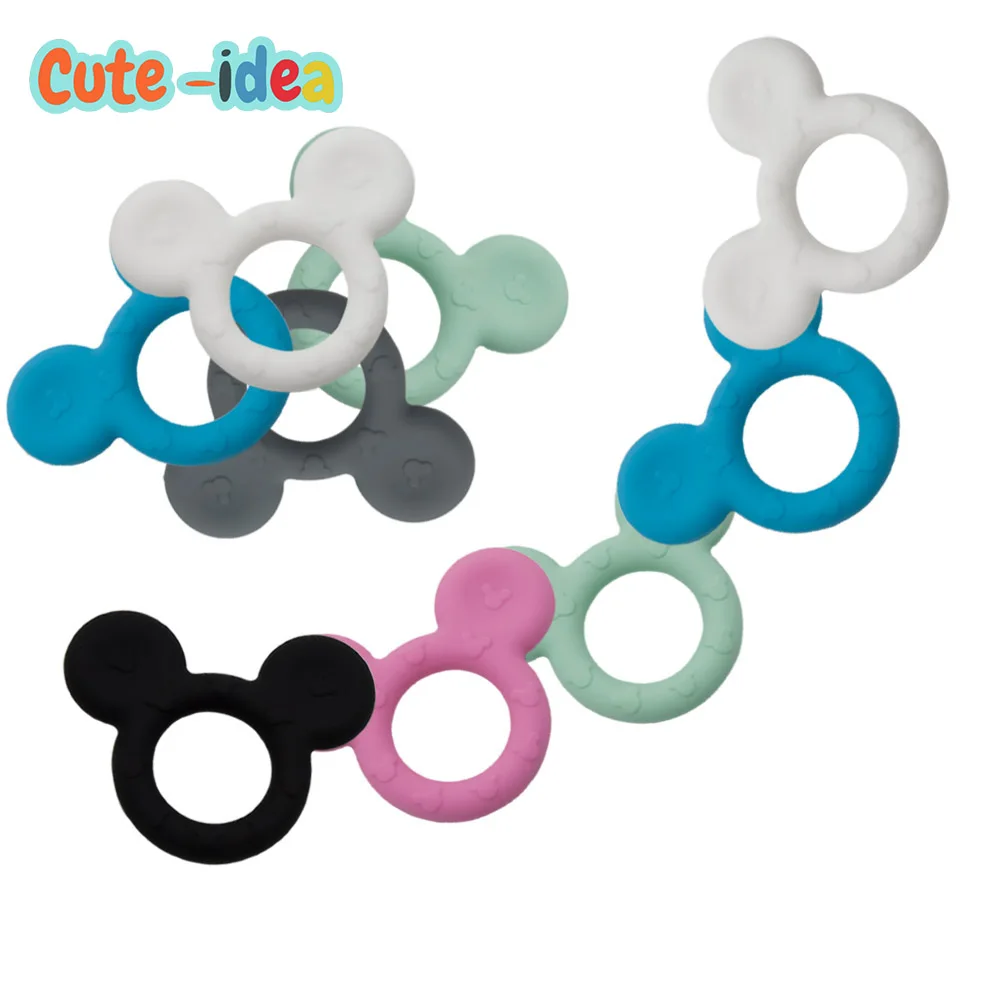 

Cute-idea 1pc Mouse silicone Teether Food Grade Cartoon Teether Nursing Gift BPA Free DIY Baby Teething Teether Toy Accessories