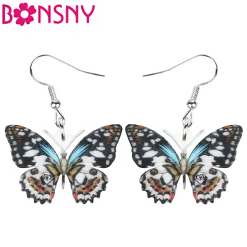 

Bonsny Acrylic Gray Paranticopsis Xenocles Butterfly Earrings Insect Animal Dangle Drop Jewelry For Women Teen Kid Vintage Gift