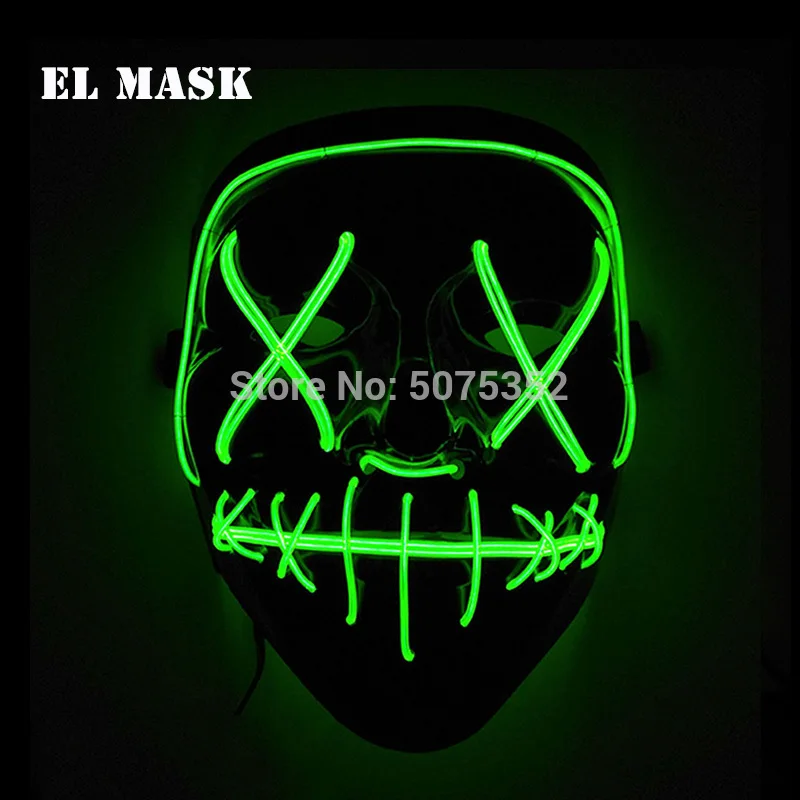 Hot Fashion LED Mask Luminous Glowing Halloween Mask Neon EL Halloween Cosplay Mascara Horror Maska