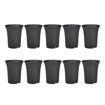 

10PcsBlack Round Flower Pots High Waist Deep Pots Are Perfect for Indoor and Outdoor Plants, Seeds, Vegetables