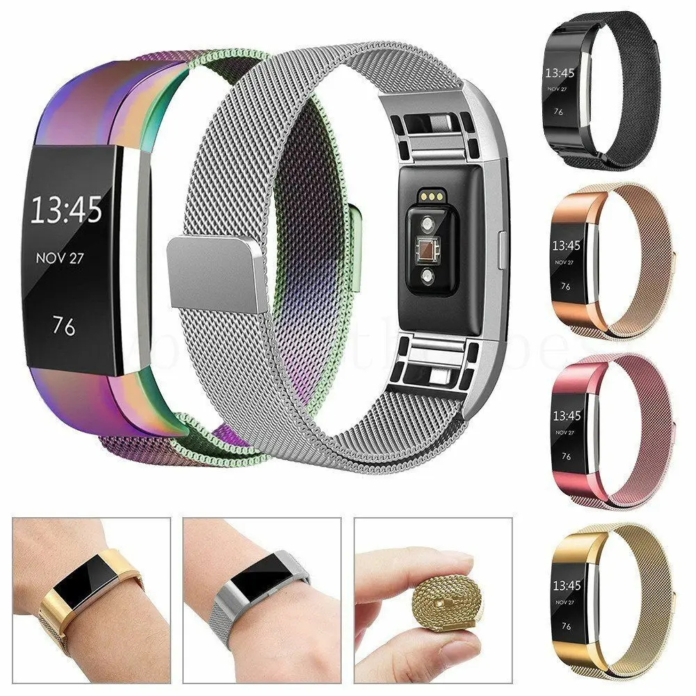 

CHENGXI Stainless Steel Strap For Fitbit Charge 2 Band Milanese Loop Magnetic Fitbit charge 2 Strap, Charge2 bands For Women Men