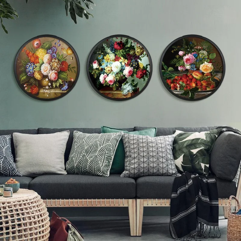 

Chinese Style HD Prints Painting Bottle Flowers Canvas Round Wall Art Poster Modern Home Decor Modular Pictures For Living Room