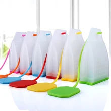 Силиконовый пакетик для чая, ситечко для заваривания чая, многоразовый безопасный фильтр для сита, пакеты для чая с шестью цветами