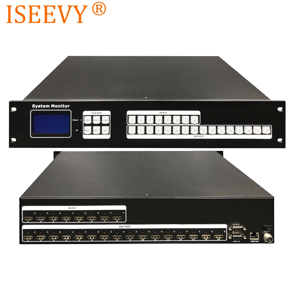 ISEEVY 8x16 HDMI матричный коммутатор с HDMI 8 в 16 Выход полные каналы поддержка 4Kx2K@ 30 Гц, 1080P3D@ 60 Гц, HDCP 1,4, Blue-ray, EDID