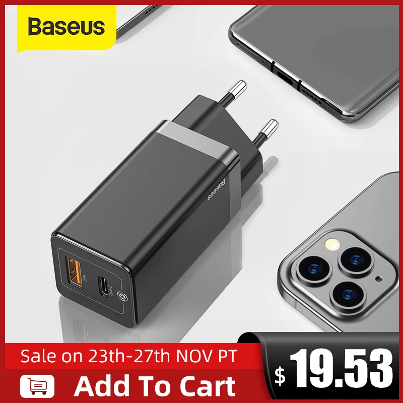 Baseus 65W GaN Charger Dual USB Port Charger Quick