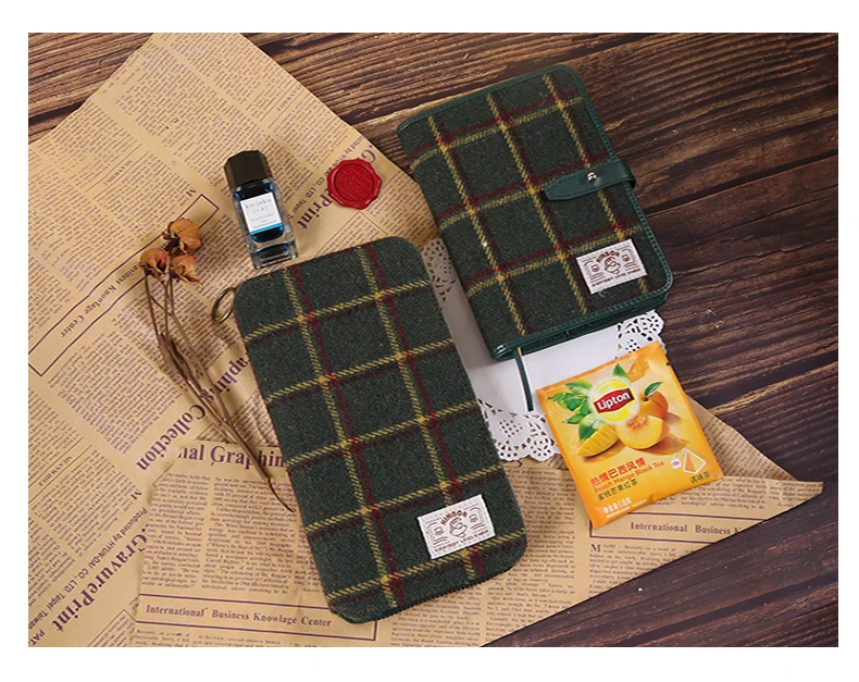 Kinbor-caderno portátil, bolsa com zíper, notebook pequeno,