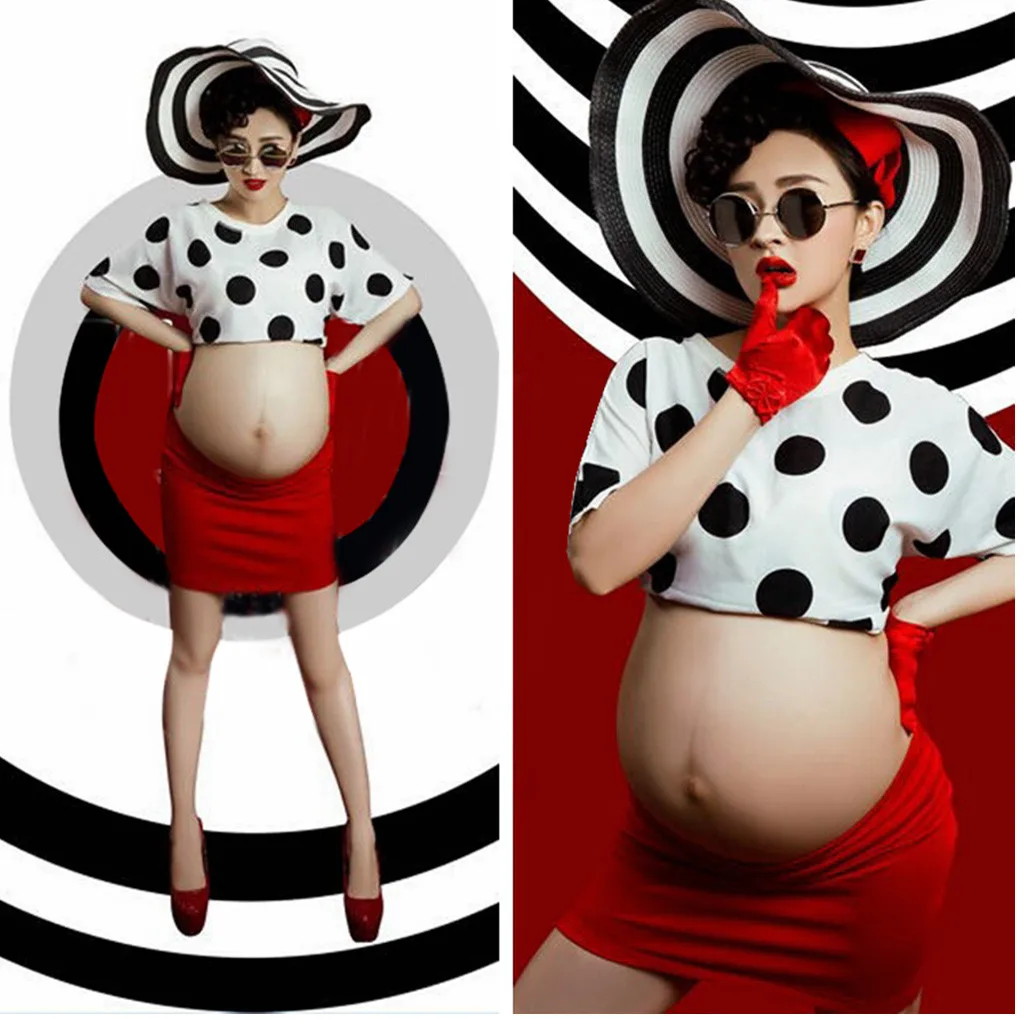 Женская фотография беременной женщины современные горошек однотонные Топы юбка платье ropa para embarazada A1