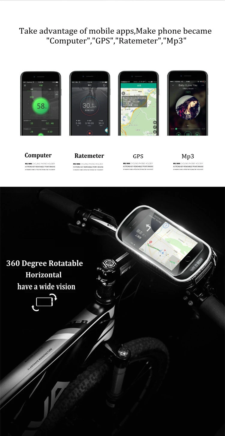 Bike Bicycle Phone Bag Rainproof TPU Touch Screen Cell Phone Holder Bicycle Handlebar Bags MTB Frame Pouch Bag 2017 (2)