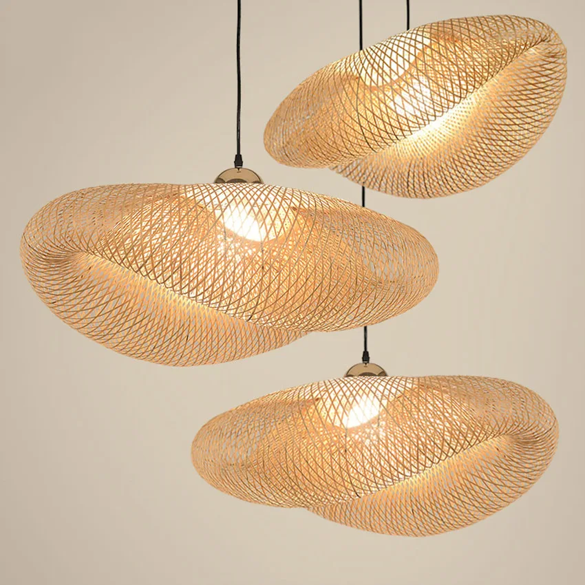 Japanese Handicraft Pendant Lamp Bamboo Kitchen Fixtures Led Pendant Light