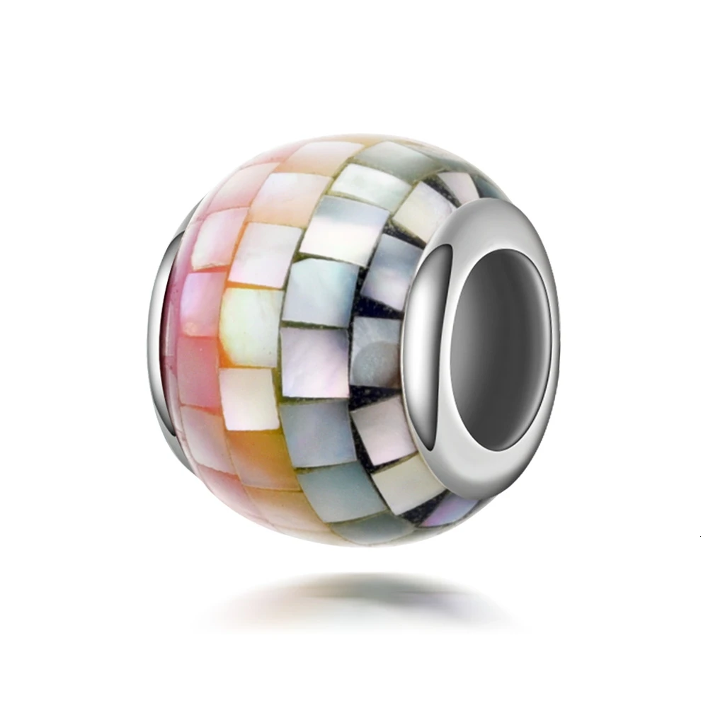 DEVOLOVE Настоящее серебро 925 проба Шарм бисера Радуга мозаика Шарм Fit Pandora браслет и браслет для женщин DIY Европа ювелирные изделия