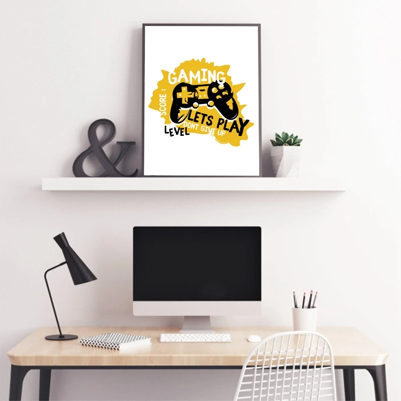 Joypad-Gaming-Illustration-Poster-Boys-Wall-Art-Canvas-Prints-Gaming-Let-s-Play-Art-Painting-Picture