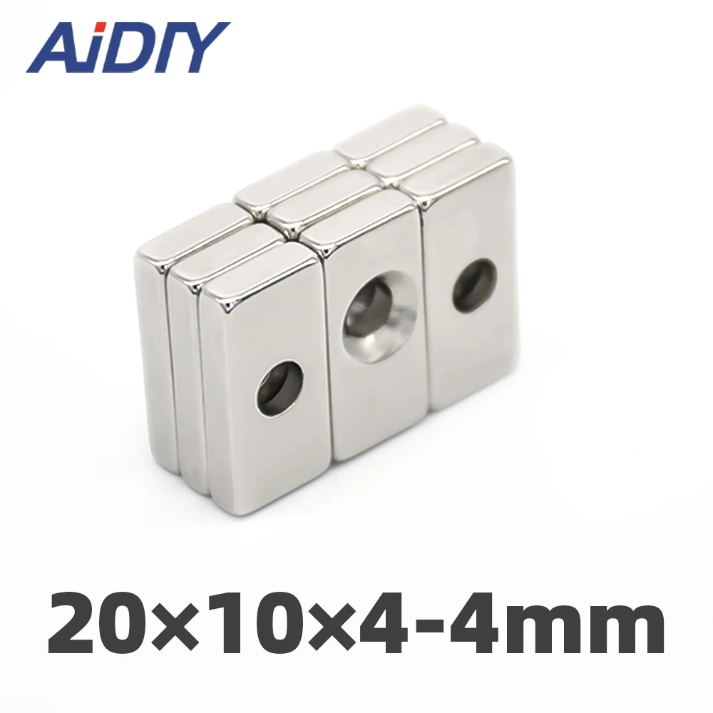 AIDIY 3/10/30 шт. 20x10x4 мм отверстие 4 мм N35 Сильный Блок Неодимовый магнит кольцо блок; из редкоземельных металлов Magnets20* 10*4 мм 4 отверстия 5 мм