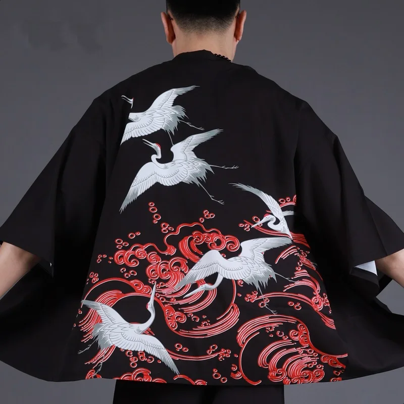 EASTQUEEN Japanese Male Kimono Cardigan Yukata Haori Men Samurai Costume Clothing Kimono Jacket Mens Shirt Yukata Haori