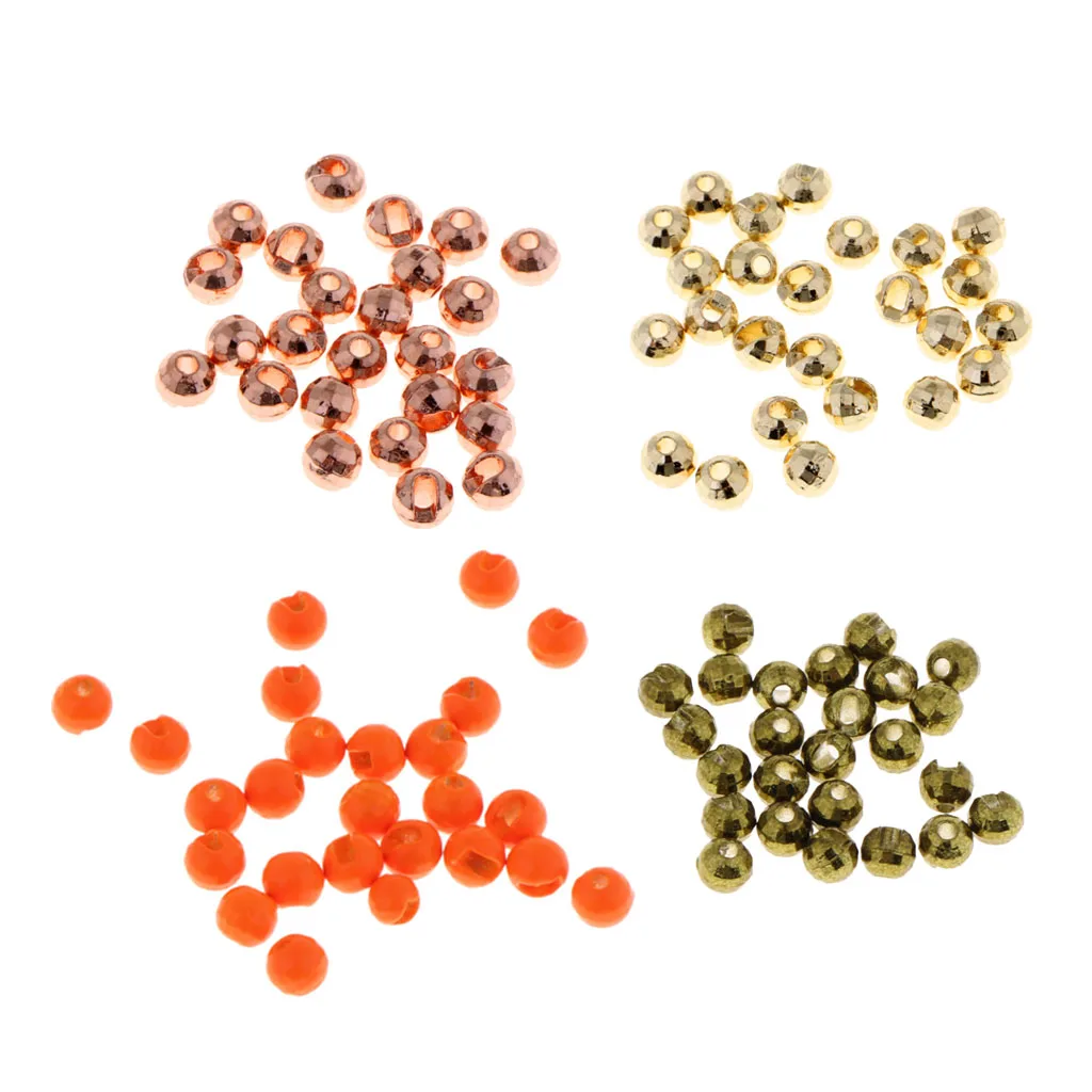 25pcs Tungsten Fly Tying Slotted Diamond Faceted Beads Fishing Lures Nymph Head Beads 3mm