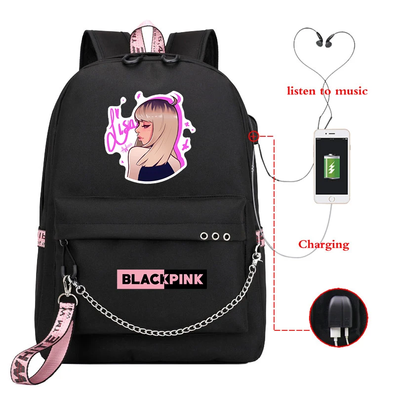 Usb Charging Girls Backpacks Bag Blackpink Backpack Girls School Backpacks Women New Pattern Laptop Bags Students Book Rucksack - Цвет: Girls Backpacks 3