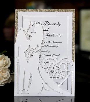 

50pcs Fancy Hollow Laser love people and pattern Invitation Card Greeting Card Customize Business With RSVP Card Party Supplies