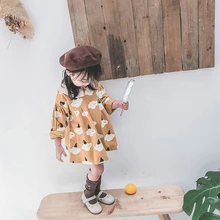 Коллекция года, платье для девочек весна-осень, новая детская одежда с длинными рукавами для девочек, милые платья принцессы детская одежда с отложным воротником