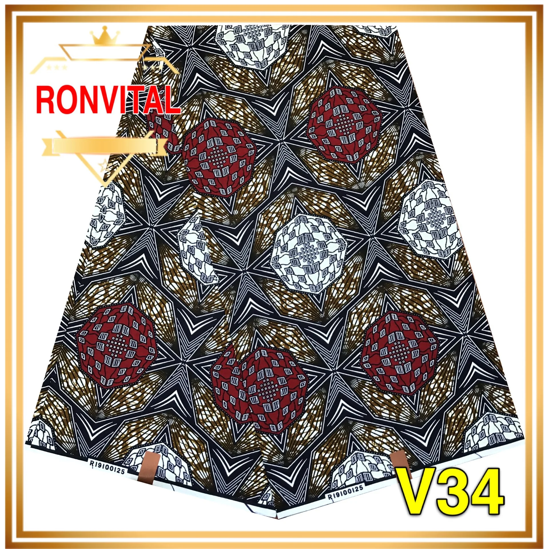 Ткань RONVITAL, восковая Ткань, хлопок, сделай сам, материал Анкара, Ткань 6 ярдов/шт,, Женская ткань