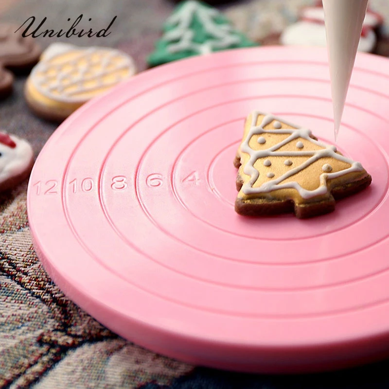 Unibird 360 Degree Rotary Mini Cake Turntable for Cookies Muffin Cake Decorating Tools Plastic Stand Platform 14CM Dia