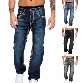 

Biker Jeans Men's Distressed Stretch Ripped Biker Jeans Men Hip Hop Slim Fit Holes Punk Denim Jeans Cotton Pants Zipper jeans