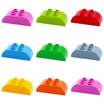 

6pcs/lot 2x4dots Curved Duploe Bricks Large Particle Building Blocks Accessory Duploed Toys For Children Gift