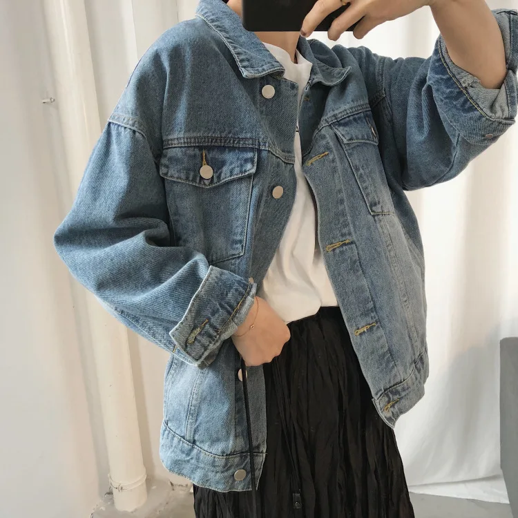 

2019 Spring Clothing New Style Korean-style Loose-Fit Oversize Three-Color Jeans Coat Women's Loose-Fit Versatile Jacket