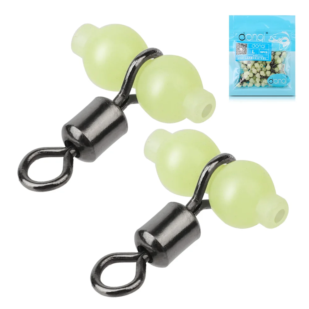 DONQL 2050Pcs 3 Way T-shape Fishing Connector Luminous Barrel Swivel Ring Fishhook Lure Line Connector High Quality Fish Tackle主图01 (1)