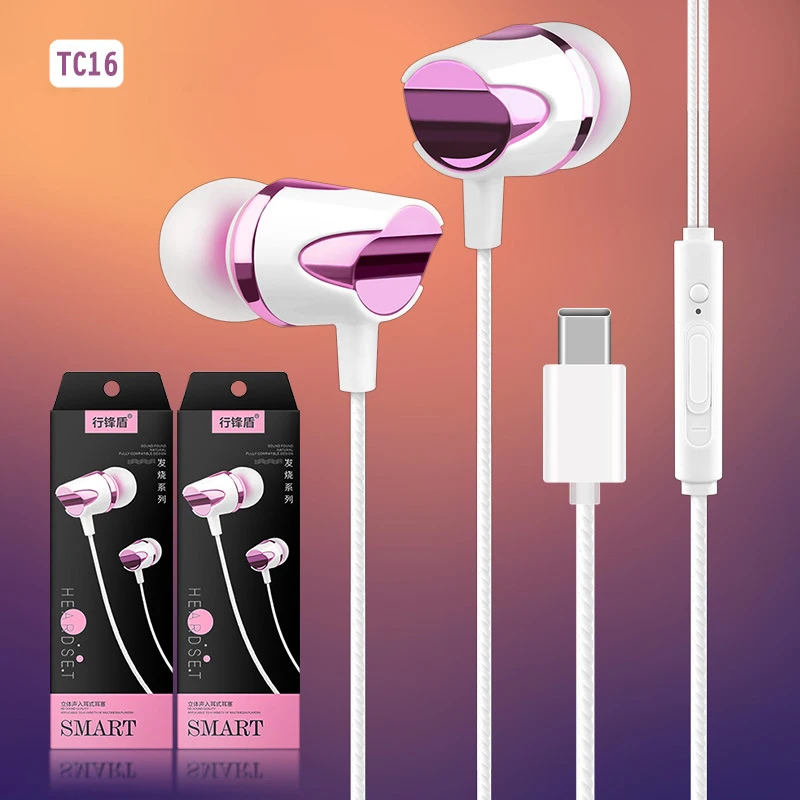 

TC-16 Wired USB Type C In Ear Earphone Soft Silicone Earbuds Subwoofer Music Headset With Mic For Samsung Xiaomi Huawei P30 Pro